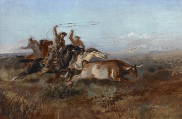 Ganado Vaca Toro Painting - Russell Charles M 1864 1926 Sin marca ca 1897 toros